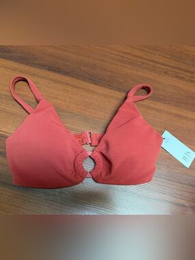 NWT Jets Coral Ring-Front Bikini Top